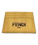 FENDIフェンディ）の古着「FENDI Logo Leather Card Case Yellow / フェンディ ロゴ レザー カードケース イエロー / Made in ITALY / イタリア製」｜イエロー