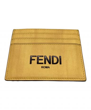 Fendi FFロゴ ケース イエロー 中古・古着通販】FENDI (フェンディ) FENDI Logo Leather Card Case