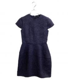 YOKO CHAN（ヨーコチャン）の古着「ツイード コクーンワンピース / 日本製 / 17AW」｜ネイビー