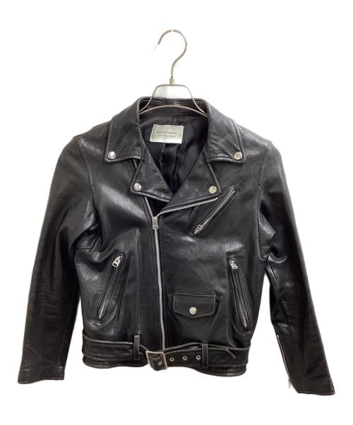beautiful people（ビューティフルピープル）beautiful people　 UNITED ARROWS 別注VINTAGE Leather RIDERS Jacket / ビンテージレザーライダースジャケット / ダブルライダースジャケット ブラック サイズ:150の古着・服飾アイテム