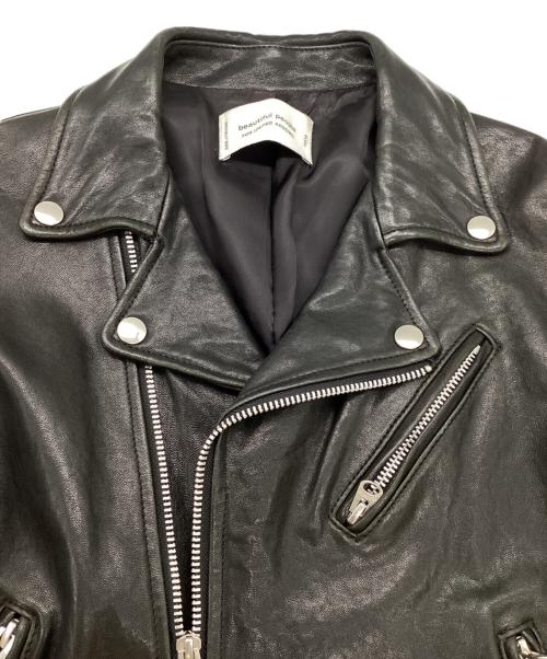 beautiful people（ビューティフルピープル）beautiful people　 UNITED ARROWS 別注VINTAGE Leather RIDERS Jacket / ビンテージレザーライダースジャケット / ダブルライダースジャケット ブラック サイズ:150の古着・服飾アイテム