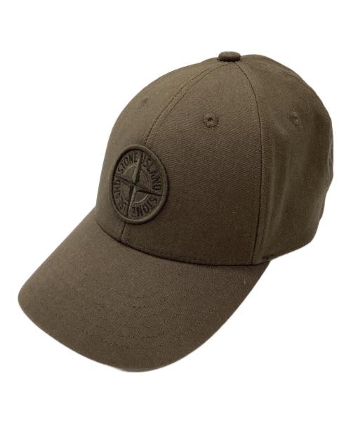 STONE ISLAND（ストーンアイランド）STONE ISLAND (ストーンアイランド) Logo cotton baseball cap / ロゴ エンブロイダリー ベースボール キャップ  オリーブの古着・服飾アイテム