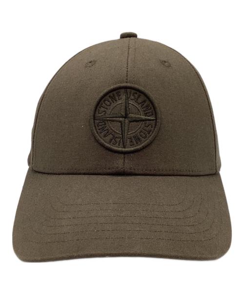 STONE ISLAND（ストーンアイランド）STONE ISLAND (ストーンアイランド) Logo cotton baseball cap / ロゴ エンブロイダリー ベースボール キャップ  オリーブの古着・服飾アイテム