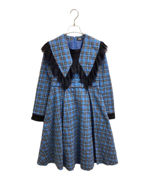 PAMEO POSE（パメオポーズ）PAMEO POSE (パメオポーズ) Big Collar Plaid Dress ブルー サイズ:Freeの古着・服飾アイテム