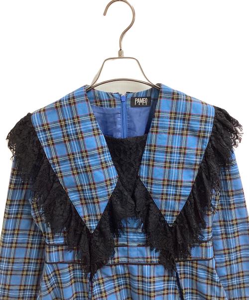 PAMEO POSE（パメオポーズ）PAMEO POSE (パメオポーズ) Big Collar Plaid Dress ブルー サイズ:Freeの古着・服飾アイテム