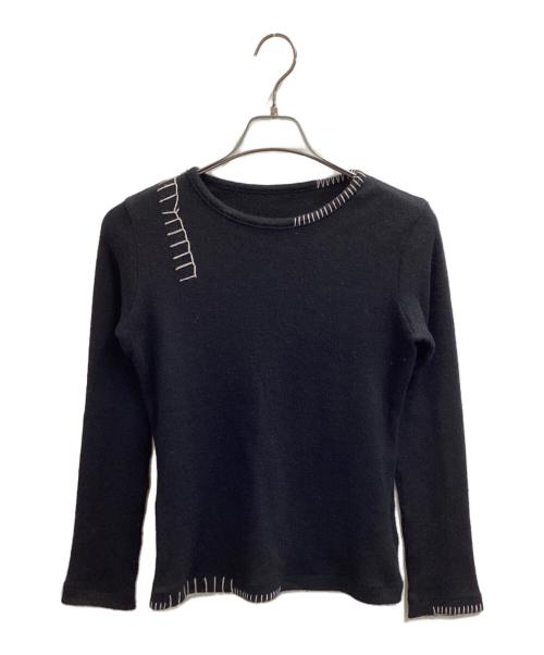 YOHJI YAMAMOTO（ヨウジヤマモト）YOHJI YAMAMOTO Stitch design angora blend knit black / ステッチデザイン アンゴラ混ニット ブラック / FC-T05-170 / Made in JAPAN / 日本製 サイズ:2の古着・服飾アイテム
