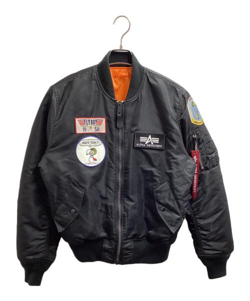 ALPHA（アルファ）ALPHA (アルファ) PEANUTS (ピーナッツ) MA-1 / エムエーワン / Bomber Jacket Black / ボンバージャケット ブラック / TA0537-001 ブラック サイズ:Sの古着・服飾アイテム