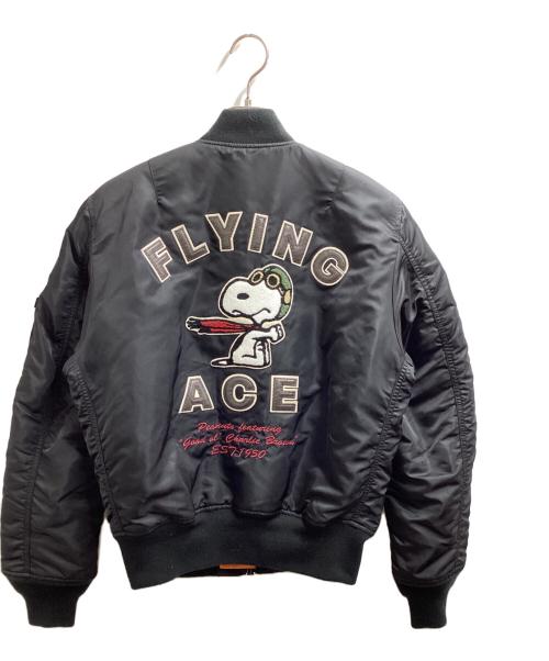 ALPHA（アルファ）ALPHA (アルファ) PEANUTS (ピーナッツ) MA-1 / エムエーワン / Bomber Jacket Black / ボンバージャケット ブラック / TA0537-001 ブラック サイズ:Sの古着・服飾アイテム