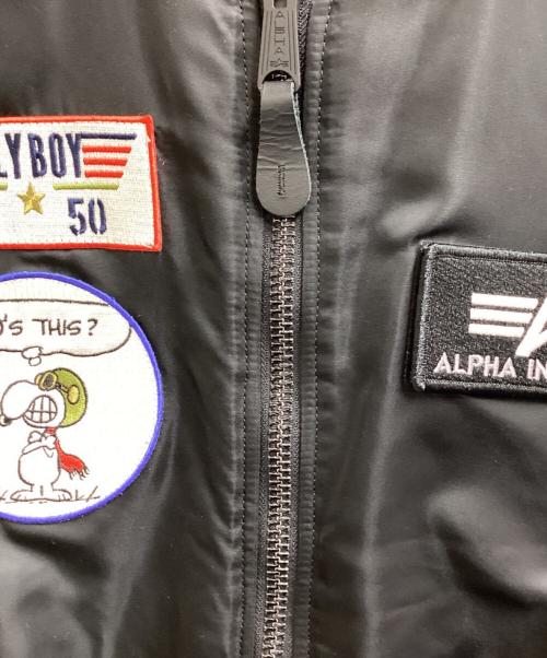 ALPHA（アルファ）ALPHA (アルファ) PEANUTS (ピーナッツ) MA-1 / エムエーワン / Bomber Jacket Black / ボンバージャケット ブラック / TA0537-001 ブラック サイズ:Sの古着・服飾アイテム