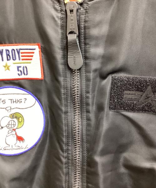 ALPHA（アルファ）ALPHA (アルファ) PEANUTS (ピーナッツ) MA-1 / エムエーワン / Bomber Jacket Black / ボンバージャケット ブラック / TA0537-001 ブラック サイズ:Sの古着・服飾アイテム