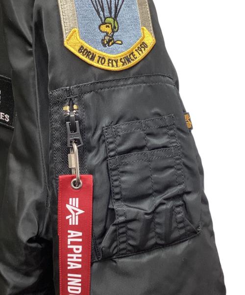 ALPHA（アルファ）ALPHA (アルファ) PEANUTS (ピーナッツ) MA-1 / エムエーワン / Bomber Jacket Black / ボンバージャケット ブラック / TA0537-001 ブラック サイズ:Sの古着・服飾アイテム