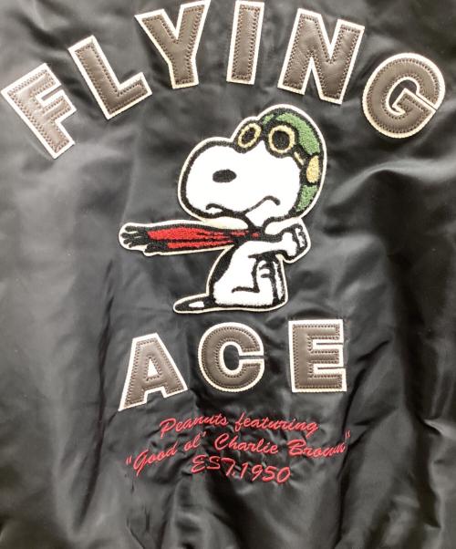 ALPHA（アルファ）ALPHA (アルファ) PEANUTS (ピーナッツ) MA-1 / エムエーワン / Bomber Jacket Black / ボンバージャケット ブラック / TA0537-001 ブラック サイズ:Sの古着・服飾アイテム