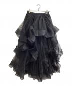 freneフラーネ）の古着「ランダムフリルティアードボリュームスカート　fsun-304」｜ブラック