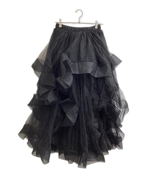 frene（フラーネ）Frene (フラーネ) ランダムフリルティアードボリュームスカート　fsun-304 ブラック サイズ:FREE 未使用品の古着・服飾アイテム