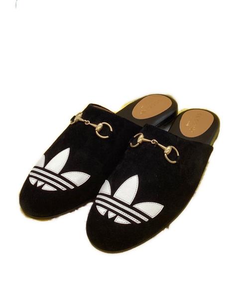 GUCCI（グッチ）GUCCI　 (グッチ) adidas　 (アディダス) コラボホースビット1955 ミュールスリッパ / Horsebit 1955 Mule Slippers / トレフォイル ブラック サイズ:39の古着・服飾アイテム