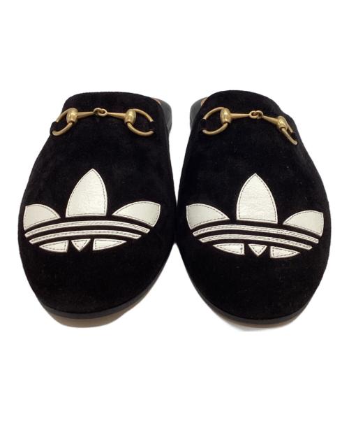 GUCCI（グッチ）GUCCI　 (グッチ) adidas　 (アディダス) コラボホースビット1955 ミュールスリッパ / Horsebit 1955 Mule Slippers / トレフォイル ブラック サイズ:39の古着・服飾アイテム