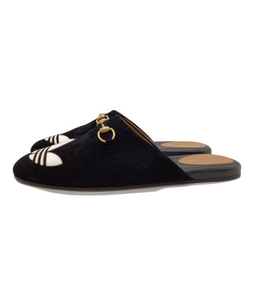 GUCCI（グッチ）GUCCI　 (グッチ) adidas　 (アディダス) コラボホースビット1955 ミュールスリッパ / Horsebit 1955 Mule Slippers / トレフォイル ブラック サイズ:39の古着・服飾アイテム