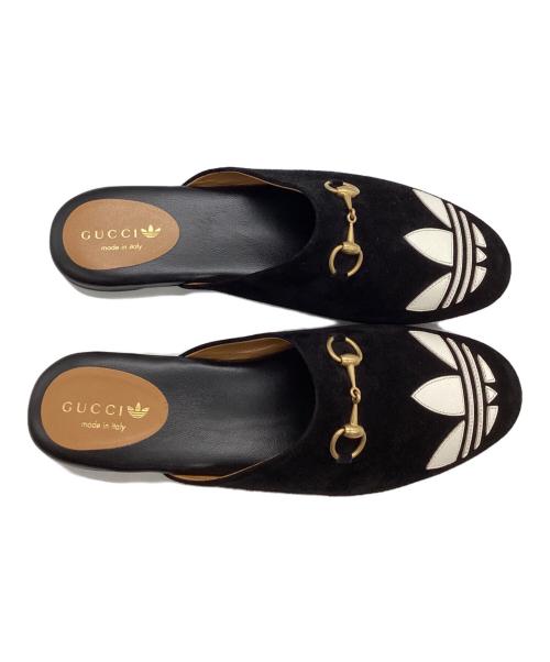 GUCCI（グッチ）GUCCI　 (グッチ) adidas　 (アディダス) コラボホースビット1955 ミュールスリッパ / Horsebit 1955 Mule Slippers / トレフォイル ブラック サイズ:39の古着・服飾アイテム