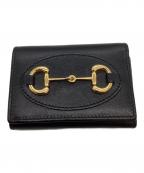 GUCCIグッチ）の古着「Horsebit 1955 Leather Wallet Black / ホースビット1955 レザー ウォレット ブラック / 644462 /」｜ブラック