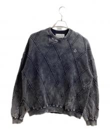 NOMARHYTHM TEXTILE（ノーマリズムテキスタイル）の古着「Hand Dye Diamond Twist Sweat　N40-CS 04」｜ブラック