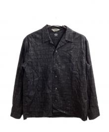 CALEE×TATTOO STUDIO YAMADA（キャリー×タトゥースタジオヤマダ）の古着「Crocodile Pattern Shirt / クロコダイル パターンシャツ / オープンカラーシャツ」｜ブラック