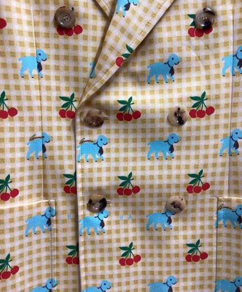GUCCI（グッチ）GUCCI　 (グッチ) Harry Styles (ハリースタイルズ) 23SS / HA HA HA gingham jacket / ダブルテーラードジャケット イエロー サイズ:46の古着・服飾アイテム