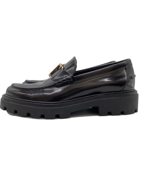 TOD'S（トッズ）TOD'S (トッズ) T TIMELESS Leather Loafers  / T タイムレスローファー / イタリア製 ブラック サイズ:6の古着・服飾アイテム