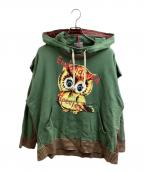 Vivienne Westwood manヴィヴィアン ウェストウッド マン）の古着「フクロウプリント切替パーカー / 日本製」｜グリーン