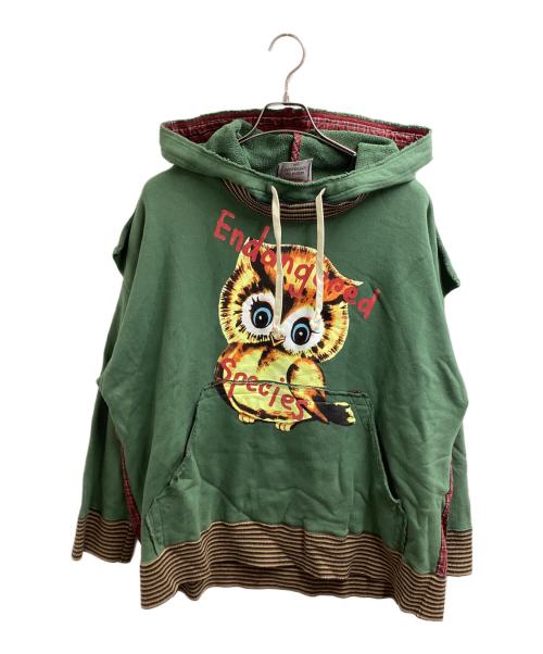Vivienne Westwood man（ヴィヴィアン ウェストウッド マン）Vivienne Westwood man (ヴィヴィアン ウェストウッド マン) フクロウプリント切替パーカー / 日本製 グリーン サイズ:FREEの古着・服飾アイテム