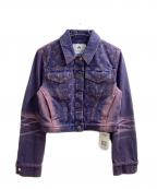 MARINE SERREマリーンセル）の古着「MAIN-MOON LASER DENIM CROPPED JACKET/ クロップド デニムジャケット」｜パープル
