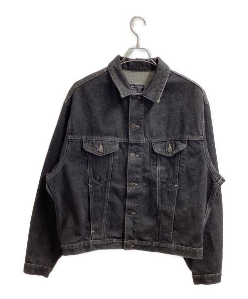 UnitedColorsOfBenetton（ユナイティッドカラーオブベネトン）UnitedColorsOfBenetton (ユナイティッドカラーオブベネトン) 先染めブラック デニムジャケット/ イタリア製 ブラック サイズ:48の古着・服飾アイテム