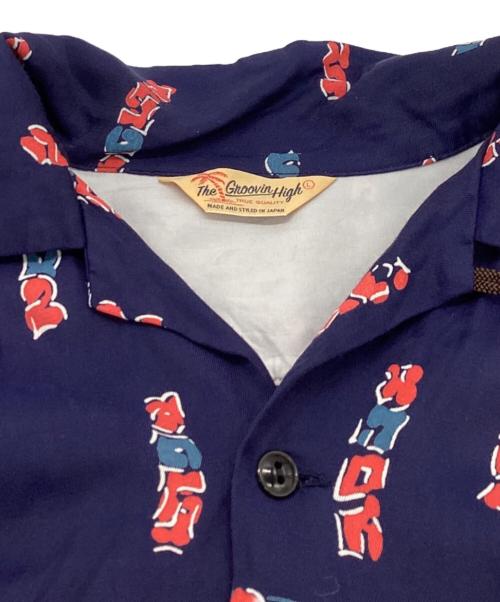 THE GROOVIN HIGH（ザ グルービン ハイ）The Groovin High (ザ グルービン ハイ) 1950s L/S Rayon Shirt / 50s レーヨンシャツ / Made in JAPAN /  ネイビー サイズ:Lの古着・服飾アイテム