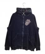 Mastermind JAPAN×THEATER8×ROLLING STONESマスターマインド ジャパン×シアターエイト×ローリングストーンズ）の古着「ベロアパーカー/8LR-JE07」｜ブラック