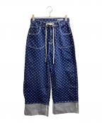 FANCY CLUBファンシークラブ）の古着「String Dot Roll-up Pants / トリングドットロールアップ パンツ  / デニムパンツ /」｜インディゴ
