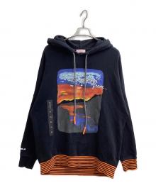 Palm Angels（パーム エンジェルス）の古着「GREETINGS HOODIE PULLOVER BLACK / メッセージ プルオーバー パーカー ブラック / PMBB036S19441065 / Made in PORTUGAL / ポルトガル製」｜ブラック