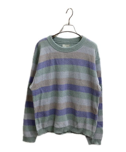 Quatorze（キャトルズ）quatorze (キャトルズ) ボーダーニット　231K-01 グリーン サイズ:FREEの古着・服飾アイテム