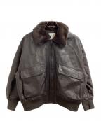 FREAK'S STOREフリークスストア）の古着「2way フェード加工 ファー襟レザレットブルゾン / 25AW」｜ブラウン