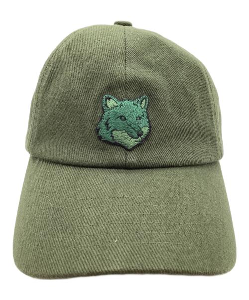 maison kitsune（メゾンキツネ）MAISON KITSUNE (メゾンキツネ) フォックスヘッドキャップ / MM06104WW0096 / タグ付 オリーブ サイズ:-の古着・服飾アイテム