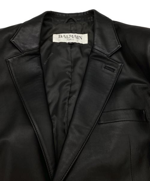 BALMAIN（バルマン）BALMAIN (バルマン) ラムレザーテーラードジャケット ブラック サイズ:2Lの古着・服飾アイテム