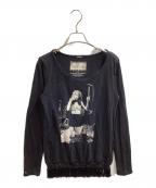 hystericsヒステリックス）の古着「Artist Print Fringe Hem T-Shirt / アーティストプリント 裾フリンジTシャツ / Artist Print Fringe Hem T-Shirt / Made in JAPAN」｜ブラック