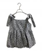 Lily Brownリリーブラウン）の古着「リボンジャガードペプラムブラウス　/　LWFB242094」｜グレー