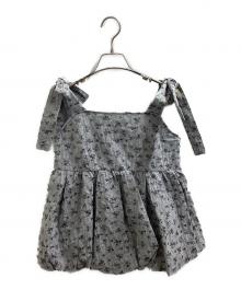 Lily Brown（リリーブラウン）の古着「リボンジャガードペプラムブラウス　/　LWFB242094」｜グレー