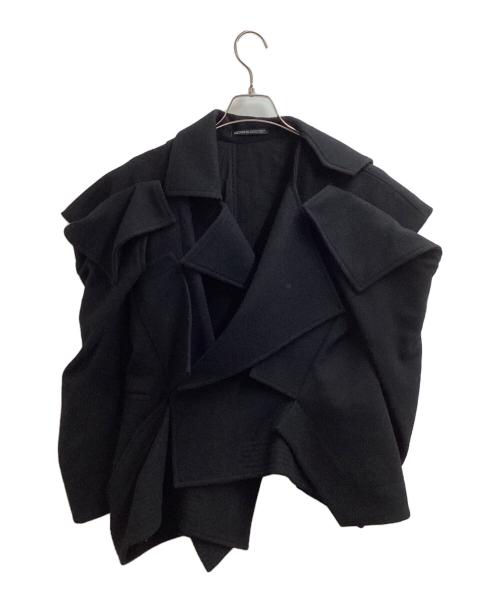 YOHJI YAMAMOTO（ヨウジヤマモト）YOHJI YAMAMOTO (ヨウジヤマモト) 1/16 FLANNEL 3D SLV ASYMMETRY COAT / F0-C65-104 / 1/16 フランネル3D SLV アシンメトリーコート / 24AW ブラック サイズ:1の古着・服飾アイテム