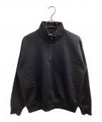 AURALEEオーラリー）の古着「BAGGY POLYESTER SWEAT HALF ZIP P/O / ハーフジップ プルオーバー スウェット」｜ブラック