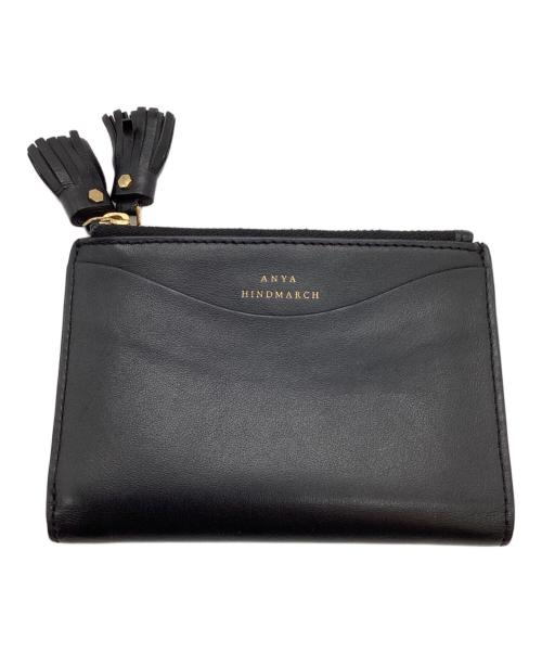ANYA HINDMARCH（アニヤ・ハインドマーチ）ANYA HINDMARCH  (アニヤ・ハインドマーチ) ｽﾓｰﾙ ﾀﾞﾌﾞﾙｼﾞｯﾌﾟ ｳｫﾚｯﾄ / 二つ折り財布 ブラックの古着・服飾アイテム
