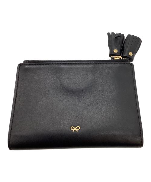 ANYA HINDMARCH（アニヤ・ハインドマーチ）ANYA HINDMARCH  (アニヤ・ハインドマーチ) ｽﾓｰﾙ ﾀﾞﾌﾞﾙｼﾞｯﾌﾟ ｳｫﾚｯﾄ / 二つ折り財布 ブラックの古着・服飾アイテム