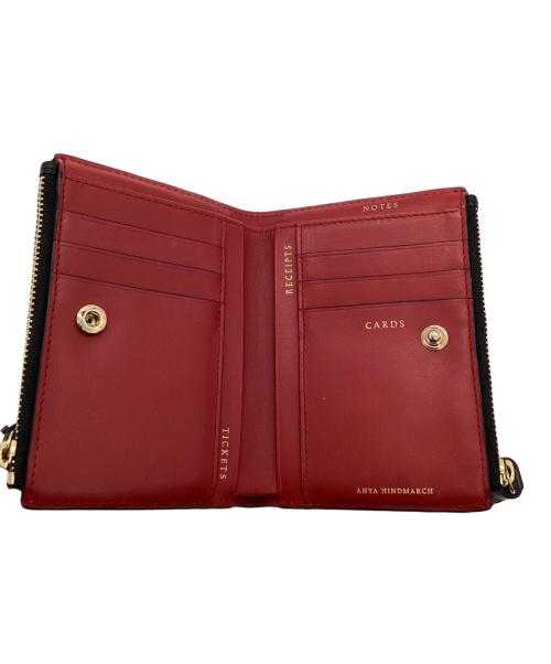 ANYA HINDMARCH（アニヤ・ハインドマーチ）ANYA HINDMARCH  (アニヤ・ハインドマーチ) ｽﾓｰﾙ ﾀﾞﾌﾞﾙｼﾞｯﾌﾟ ｳｫﾚｯﾄ / 二つ折り財布 ブラックの古着・服飾アイテム