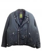 ROUGH AND RUGGEDラフアンドラゲッド）の古着「ナイロンダブルライダースジャケット / プリマロフトジャケット / 23AW」｜ブラック