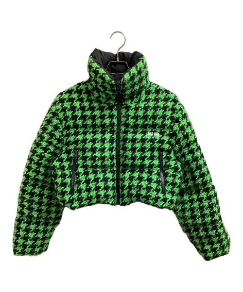 MSGM（エムエスジーエム）MSGM (エムエスジーエム) Tweed Down Jacket Green / ツイードダウンジャケット / 3341MDH27X / Made in ITALY / イタリア製 グリーン×ブラック サイズ:40の古着・服飾アイテム