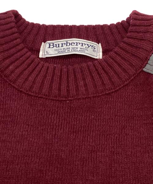 Burberry's（バーバリー）Burberry's (バーバリーズ) コマンドセーター / エルボーパッチ / ロゴ刺繍  ボルドー サイズ:Lの古着・服飾アイテム